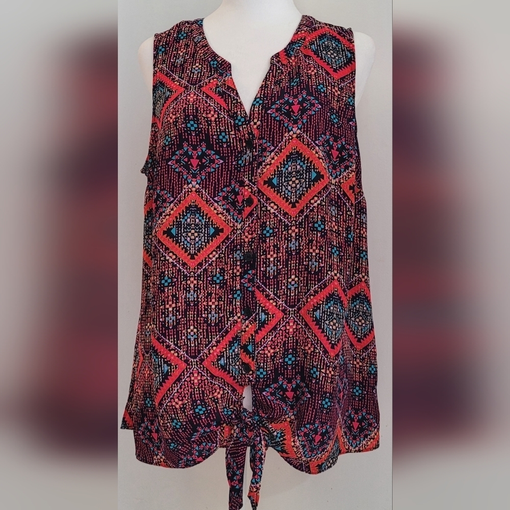 Maurice Womens Sleeveless Tie Front Blouse SZ 0, NWOT